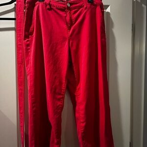Vibrant Red Pants with Belt